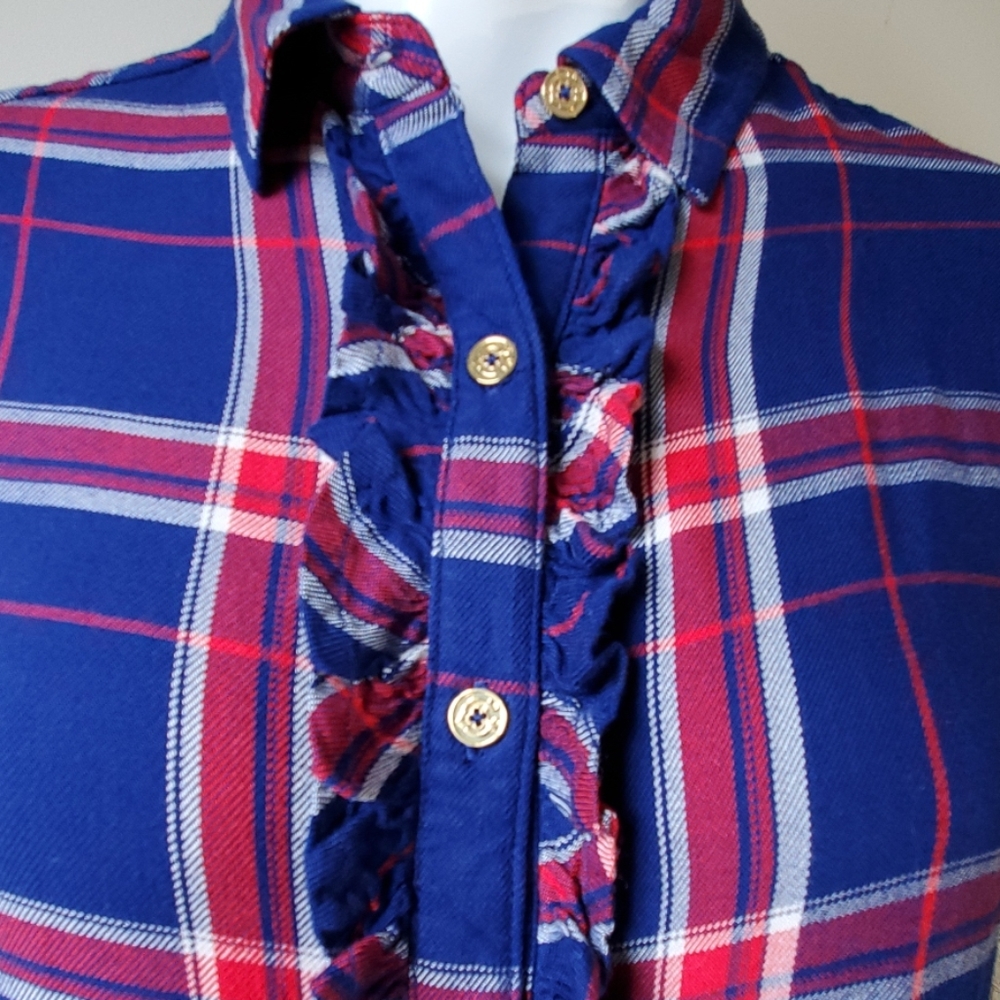 Ruffled front button down